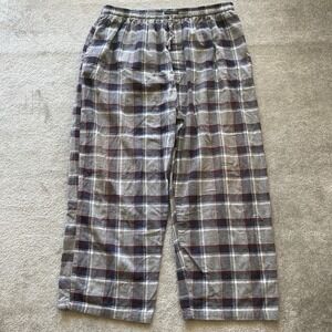 Mens Pajama Pants XXXL Plaid Lounge Sleep Pants Gray Windowpane Loose‎